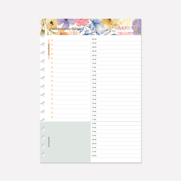 Refil Caderno Wire-O - Daily Planner Flower Blue