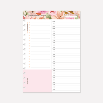 Refil Caderno Wire-O - Daily Planner Flower Pink